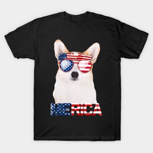 Merica Corgi Dog American Flag 4Th Of July T-Shirt